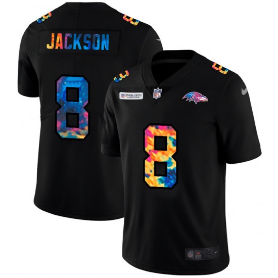 Baltimore Ravens Lamar Jackson 8 Nike 2020 Multicolor Black NFL Jersey