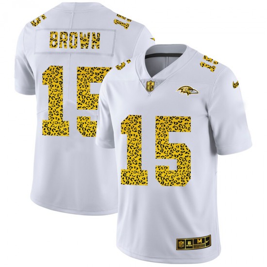 Baltimore Ravens Marquise Brown 15 Nike Flocked Leopard Print White NFL Jersey