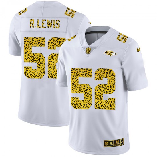 Baltimore Ravens Ray Lewis 52 Nike Flocked Leopard Print White NFL Jersey