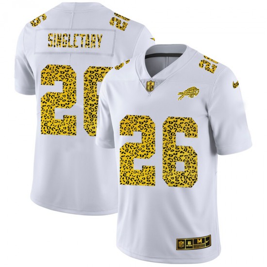 Buffalo Bills Devin Singletary 26 Nike Flocked Leopard Print White NFL Jersey