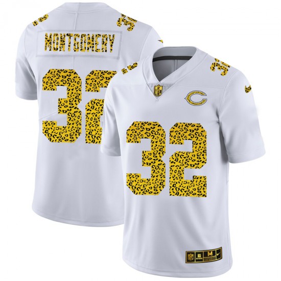 Chicago Bears David Montgomery 32 Nike Flocked Leopard Print White NFL Jersey