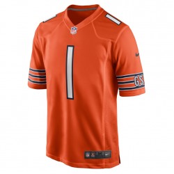 Chicago Bears Justin Fields 1 Nike Orange 2021 Draft NFL Jersey