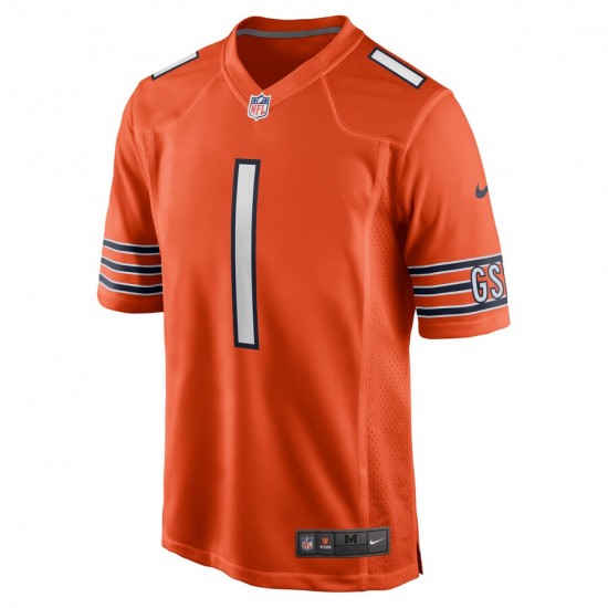 Chicago Bears Justin Fields 1 Nike Orange 2021 Draft NFL Jersey