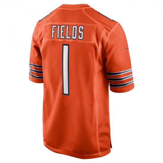 Chicago Bears Justin Fields 1 Nike Orange 2021 Draft NFL Jersey