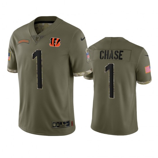 Cincinnati Bengals Marr Chase 1 Nike 2022 Salute to Service NFL Jersey