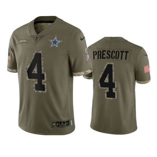 Dallas Cowboys Dak Prescott 4 Nike 2022 Salute to Service NFL Jersey