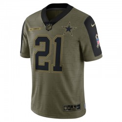Dallas Cowboys Ezekiel Elliott 21 Nike 2021 Salute to Service NFL Jersey