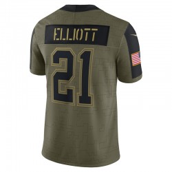 Dallas Cowboys Ezekiel Elliott 21 Nike 2021 Salute to Service NFL Jersey