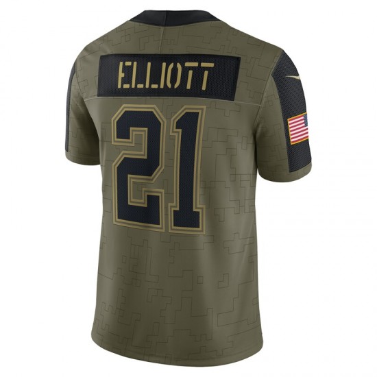 Dallas Cowboys Ezekiel Elliott 21 Nike 2021 Salute to Service NFL Jersey