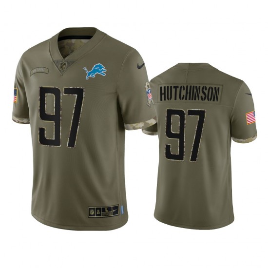 Detroit Lions Aidan Hutchinson 97 Nike 2022 Salute to Service NFL Jersey