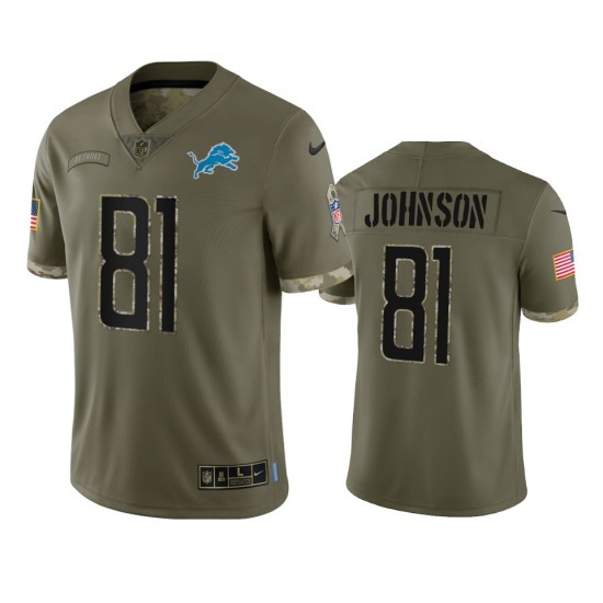 Detroit Lions Calvin Johnson 81 Nike 2022 Salute to Service NFL Jersey