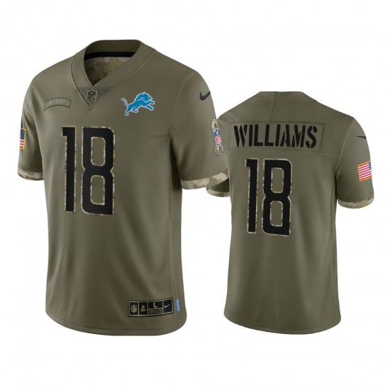 Detroit Lions Jameson Williams 18 Nike 2022 Salute to Service NFL Jersey