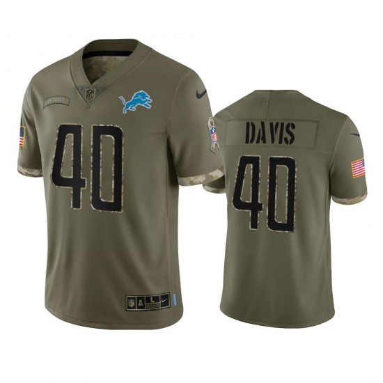 Detroit Lions Jarrad Davis 40 Nike 2022 Salute to Service NFL Jersey