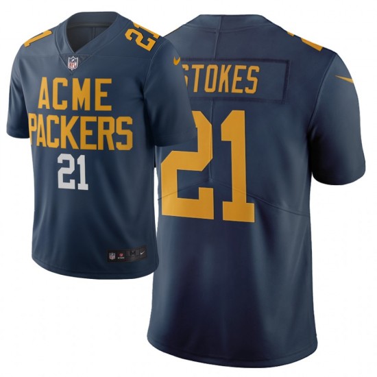 Green Bay Packers Eric Stokes 21 Nike Navy Blue 2021 Draft NFL Jersey