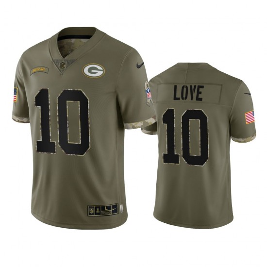 Green Bay Packers Jordan Love 10 Nike 2022 Salute to Service NFL Jersey