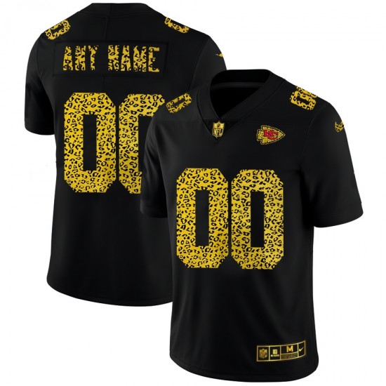 Kansas City Chiefs Custom Nike Flocked Leopard Print Black NFL Jersey