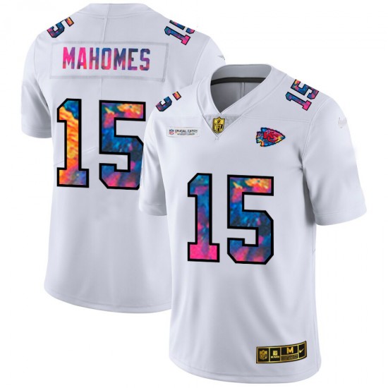 Kansas City Chiefs Patrick Mahomes 15 Nike 2020 Multicolor White NFL Jersey