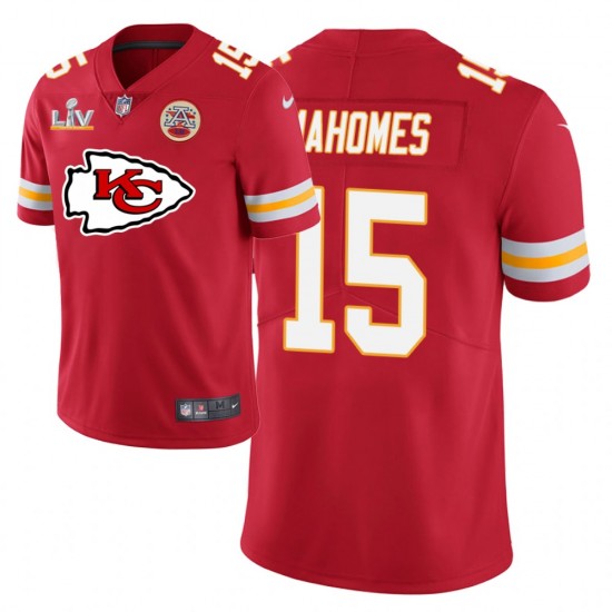 Kansas City Chiefs Patrick Mahomes 15 Nike Red Team Logo 2021 Super Bowl LV NFL Jersey