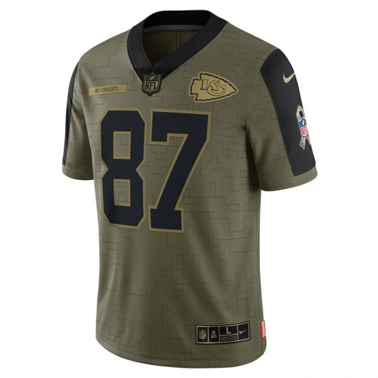 Kansas City Chiefs Travis Kelce 87 Nike 2021 Salute to Service NFL Jersey