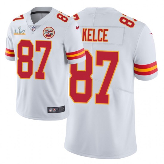 Kansas City Chiefs Travis Kelce 87 Nike White 2021 Super Bowl LV NFL Jersey