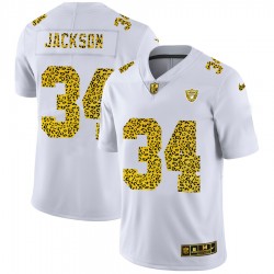 Las Vegas Raiders Bo Jackson 34 Nike Flocked Leopard Print White NFL Jersey Las Vegas Raiders Bo Jackson 34 Nike Flocked Leopard Print White NFL Jersey