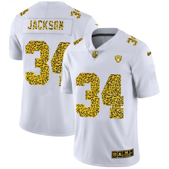 Las Vegas Raiders Bo Jackson 34 Nike Flocked Leopard Print White NFL Jersey