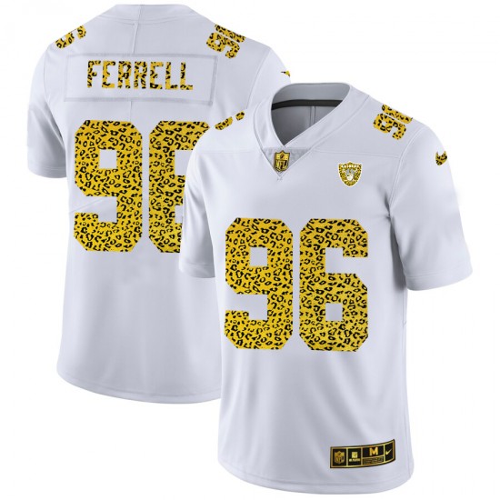 Las Vegas Raiders Clelin Ferrell 96 Nike Flocked Leopard Print White NFL Jersey