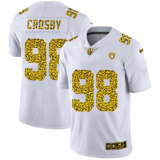 Las Vegas Raiders Maxx Crosby 98 Nike Flocked Leopard Print White NFL Jersey