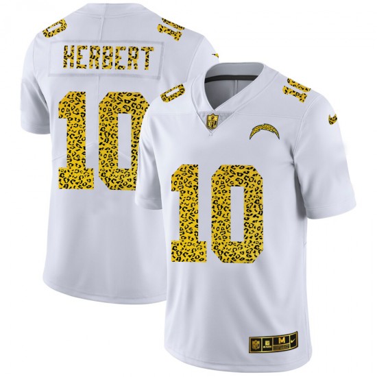 Los Angeles Chargers Justin Herbert 10 Nike Flocked Leopard Print White NFL Jersey
