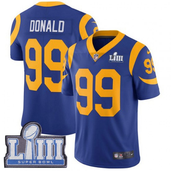 Los Angeles Rams Aaron Donald 99 Nike Royal 2019 Super Bowl LIII NFL Jersey