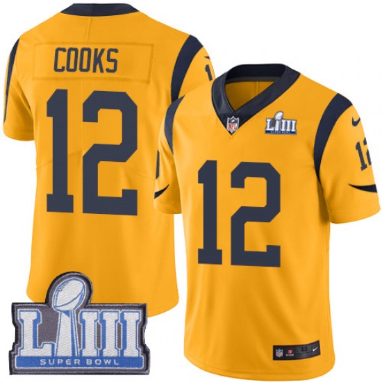 Los Angeles Rams Brandin Cooks 12 Nike Gold 2019 Super Bowl LIII NFL Jersey