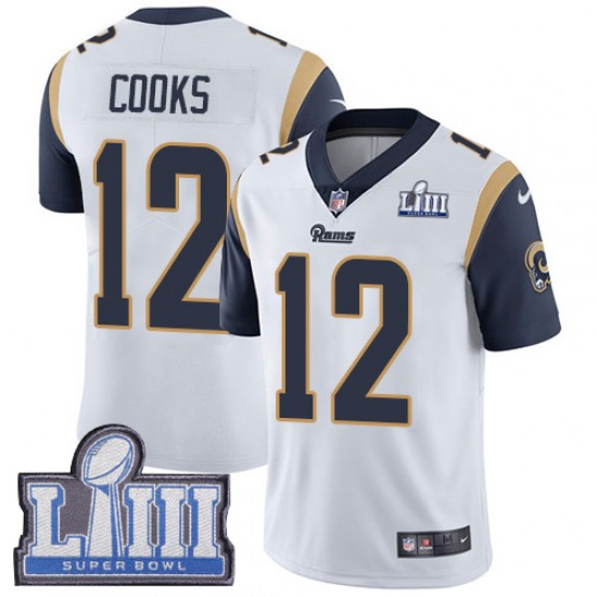 Los Angeles Rams Brandin Cooks 12 Nike White 2019 Super Bowl LIII NFL Jersey