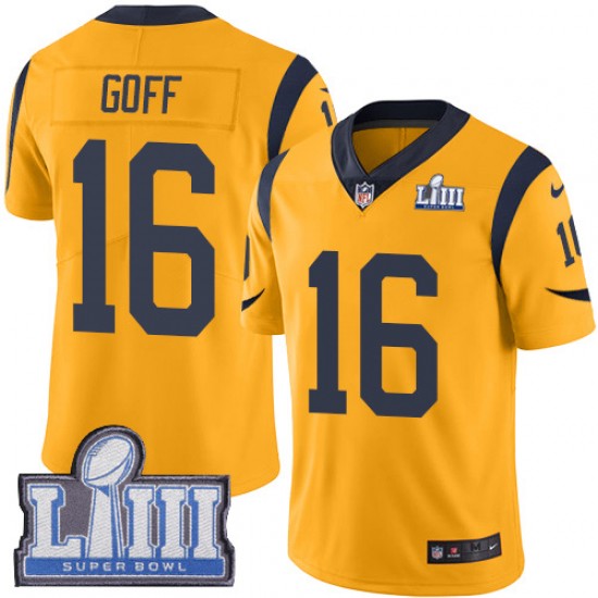 Los Angeles Rams Jared Goff 16 Nike Gold 2019 Super Bowl LIII NFL Jersey