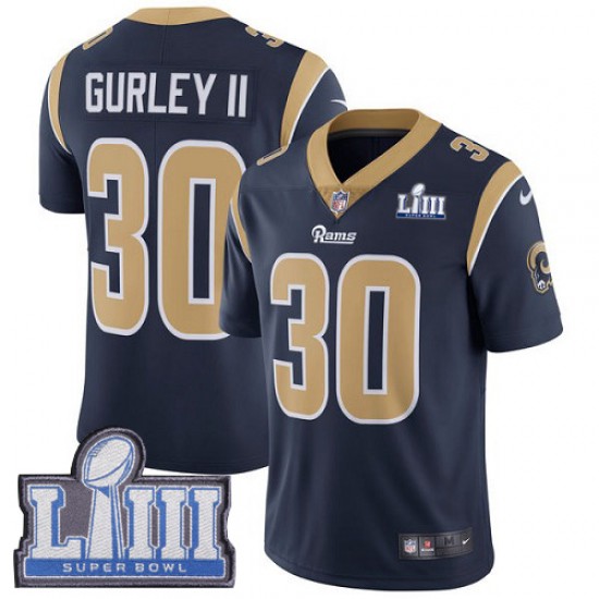 Los Angeles Rams Todd Gurley II 30 Nike Blue 2019 Super Bowl LIII NFL Jersey