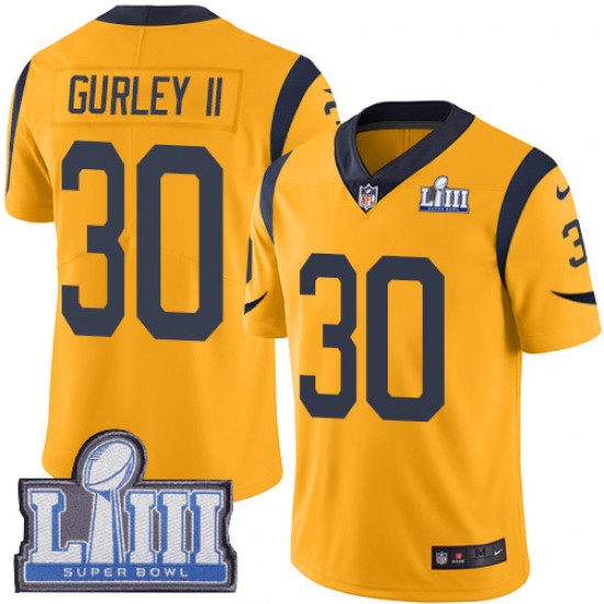 Los Angeles Rams Todd Gurley II 30 Nike Gold 2019 Super Bowl LIII NFL Jersey