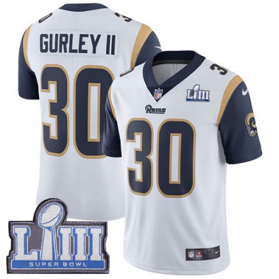 Los Angeles Rams Todd Gurley II 30 Nike White 2019 Super Bowl LIII NFL Jersey