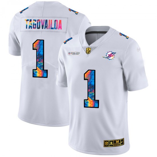Miami Dolphins Tua Tagovailoa 1 Nike 2020 Multicolor White NFL Jersey