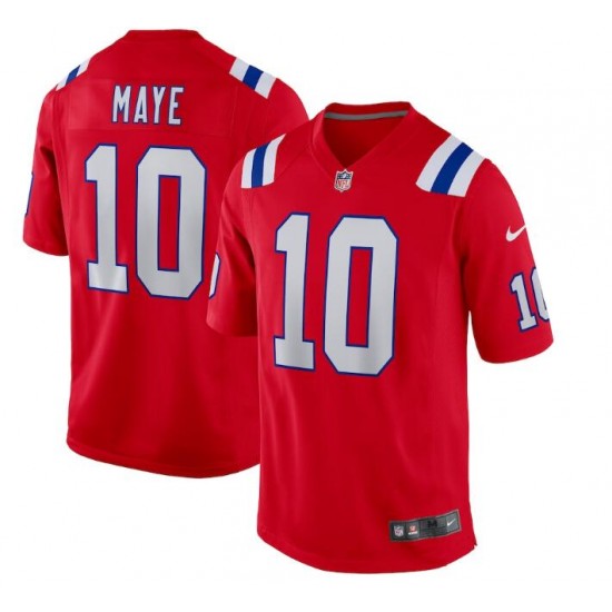 New England Patriots Drake Maye Nike Red 2024 Draft NFL Jersey