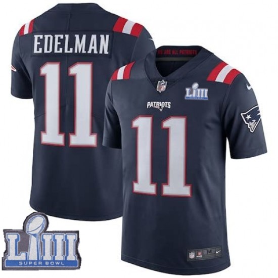 New England Patriots Julian Edelman 11 Nike Blue 2019 Super Bowl LIII NFL Jersey