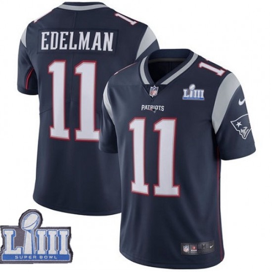 New England Patriots Julian Edelman 11 Nike Blue II 2019 Super Bowl LIII NFL Jersey
