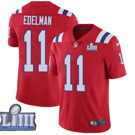 New England Patriots Julian Edelman 11 Nike Red 2019 Super Bowl LIII NFL Jersey