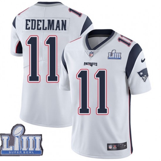 New England Patriots Julian Edelman 11 Nike White 2019 Super Bowl LIII NFL Jersey