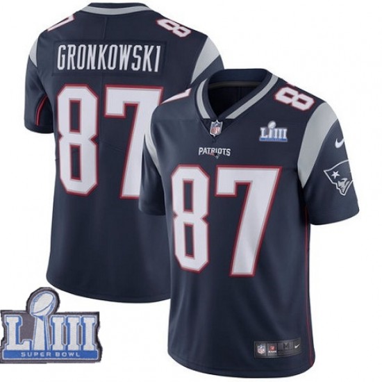 New England Patriots Rob Gronkowski 87 Nike Blue II 2019 Super Bowl LIII NFL Jersey