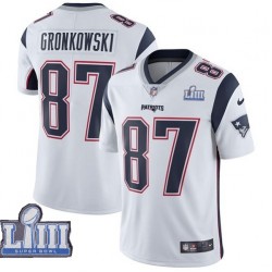 New England Patriots Rob Gronkowski 87 Nike White 2019 Super Bowl LIII NFL Jersey New England Patriots Rob Gronkowski 87 Nike White 2019 Super Bowl LIII NFL Jersey