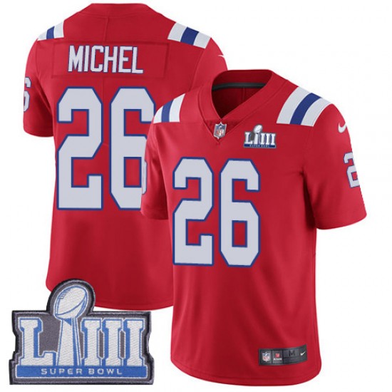 New England Patriots Sony Michel 26 Nike Red 2019 Super Bowl LIII NFL Jersey