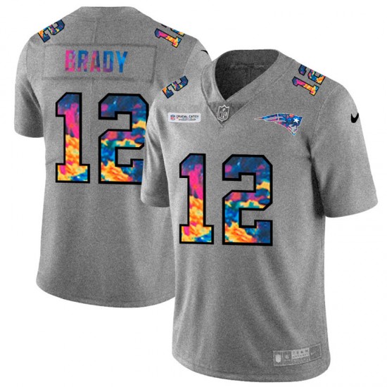 New England Patriots Tom Brady 12 Nike 2020 Multicolor Grey NFL Jersey