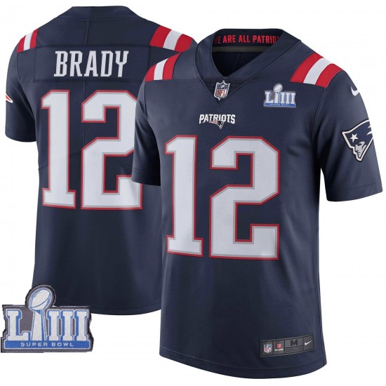 New England Patriots Tom Brady 12 Nike Blue 2019 Super Bowl LIII NFL Jersey