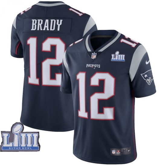 New England Patriots Tom Brady 12 Nike Blue II 2019 Super Bowl LIII NFL Jersey
