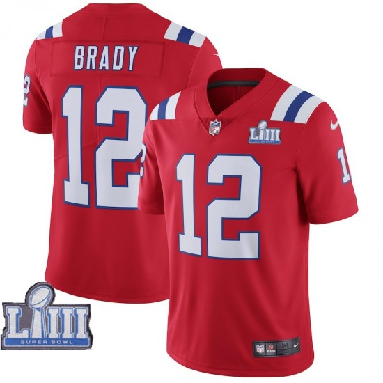 New England Patriots Tom Brady 12 Nike Red 2019 Super Bowl LIII NFL Jersey