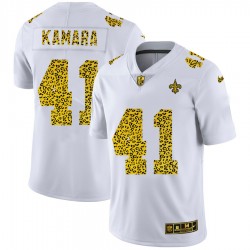 New Orleans Saints Alvin Kamara 41 Nike Flocked Leopard Print White NFL Jersey New Orleans Saints Alvin Kamara 41 Nike Flocked Leopard Print White NFL Jersey